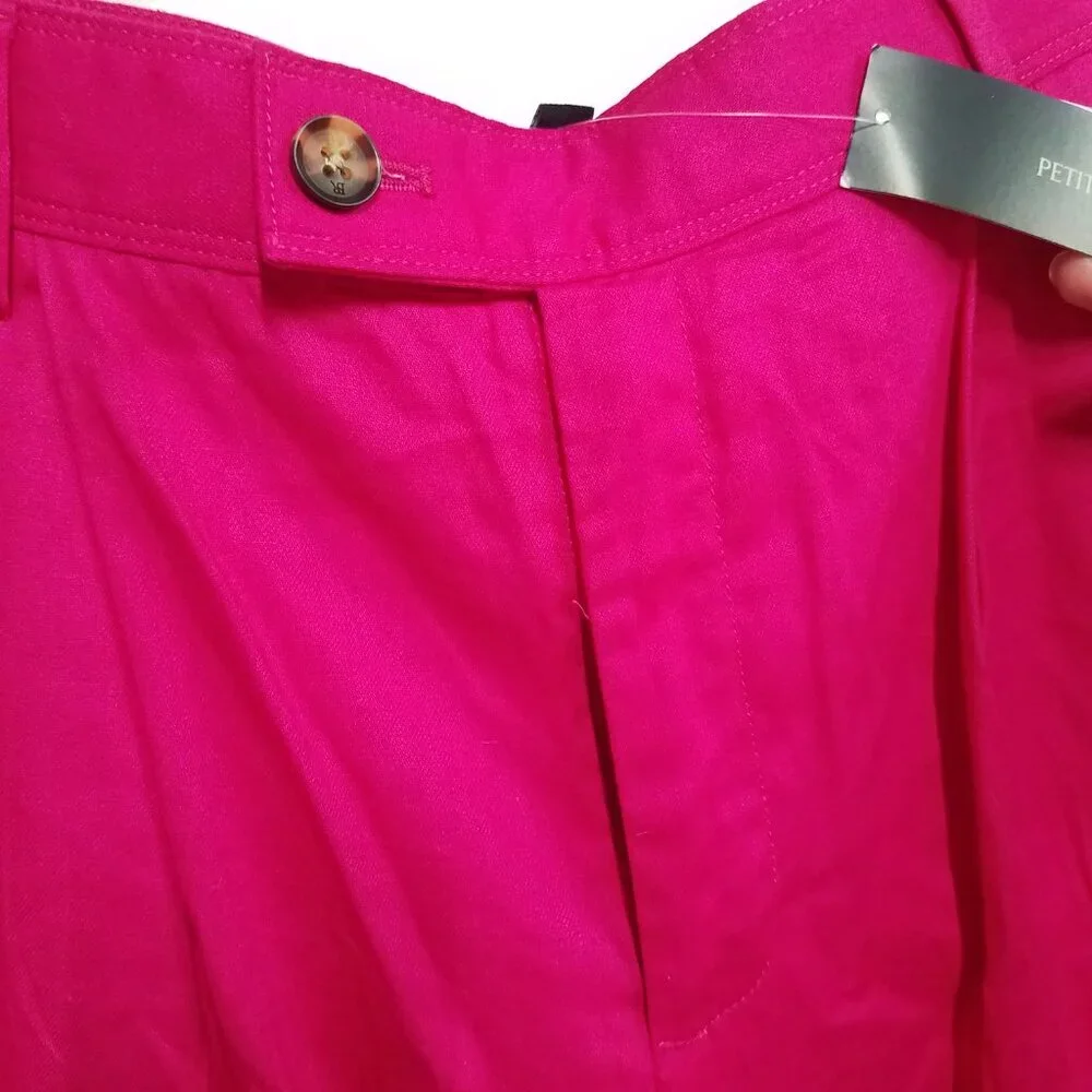 Banana Republic Linen Blend Wide Leg Pleated Trouser 10P 10 Petite Pink 851121